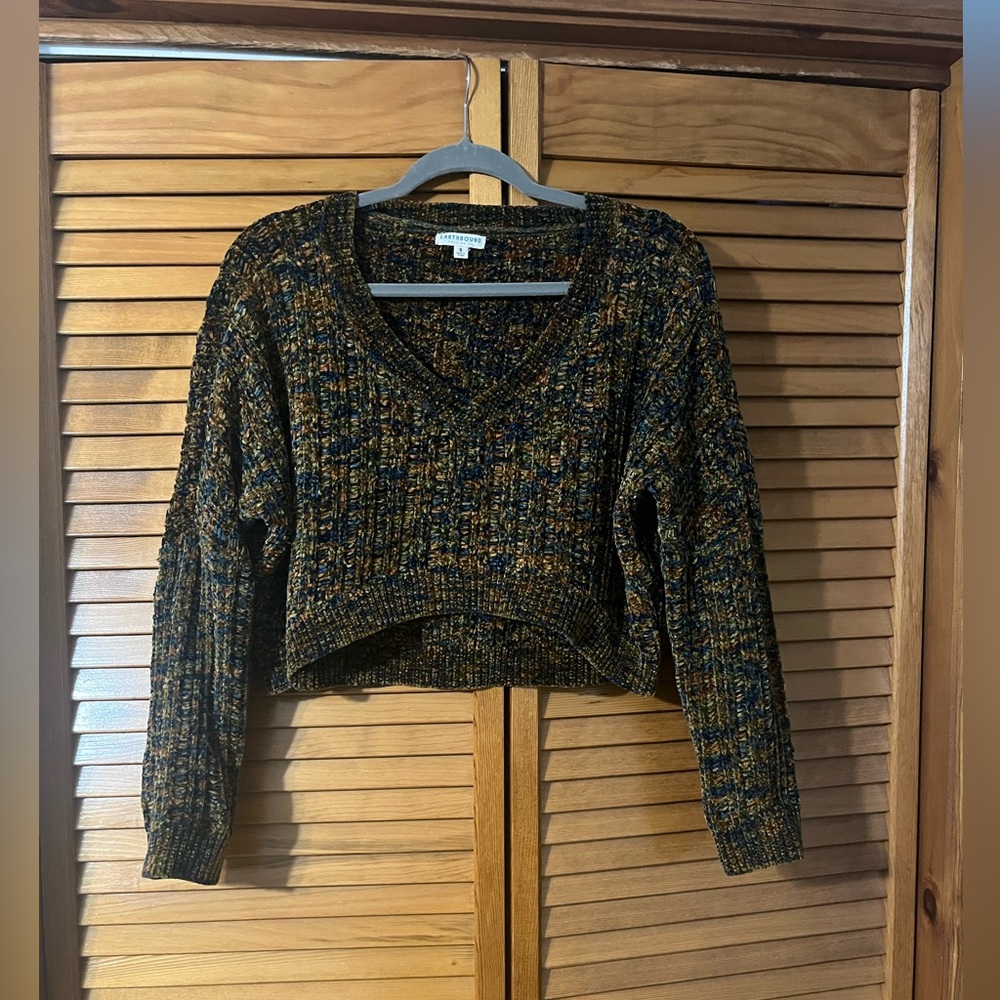 Earthbound Multicolor V-Neck Cropped Sweater
